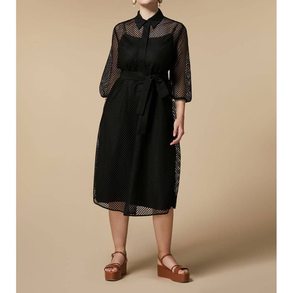 NWT Marina Rinaldi Zarina Plus Size US 20 XXL Black Belted Mesh Midi Dress